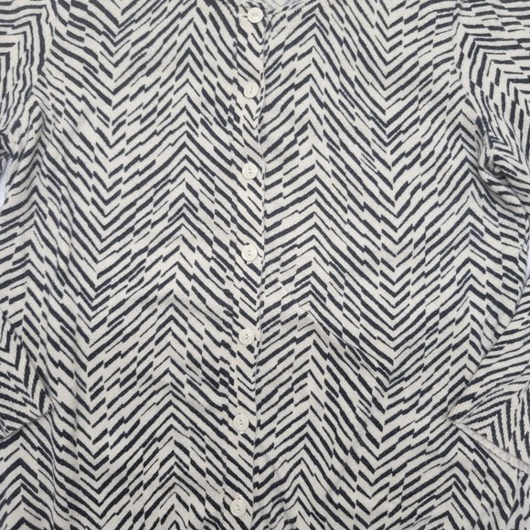 LOFT Ivory And Black Geometric Stripe Button Front Cardigan Size Small - Picture 5 of 8
